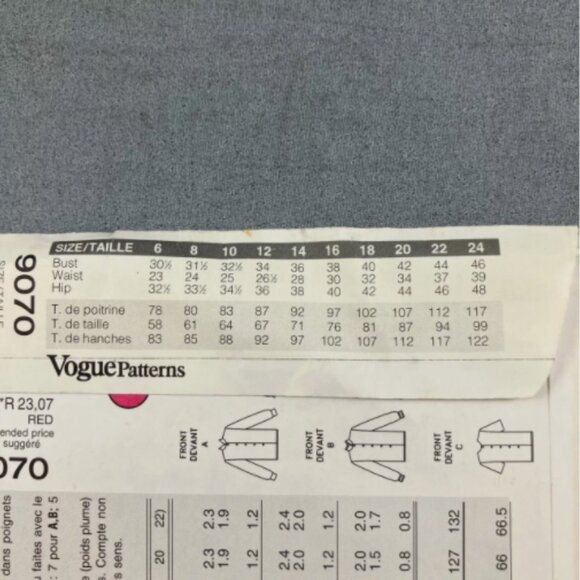 Vogue 9070 Misses Collarless Blouse Pattern Unusual Mandarin Collar Sz 6-10 - Picture 3 of 3